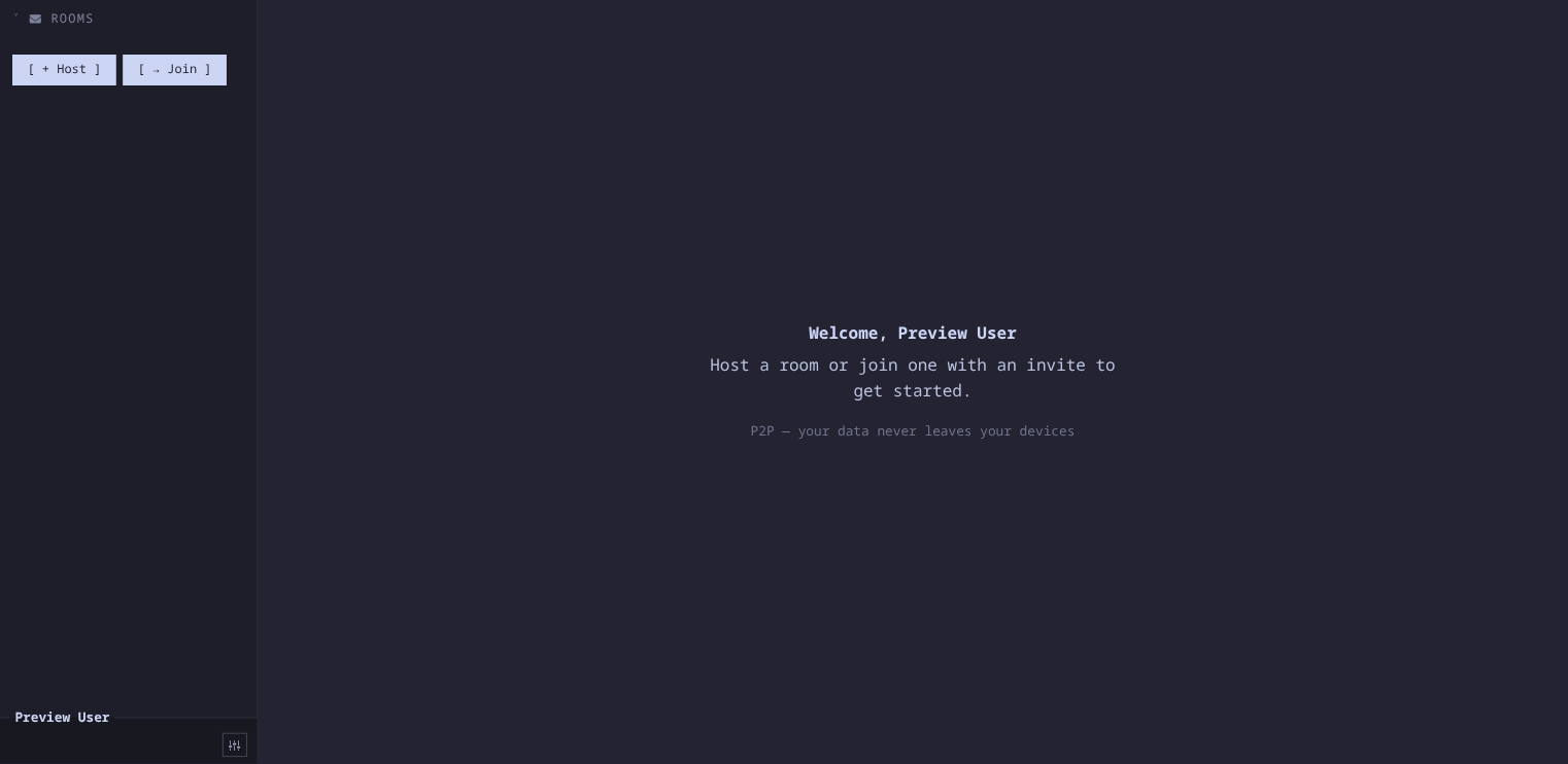 Comms desktop app — voice channels, chat, and screen sharing
